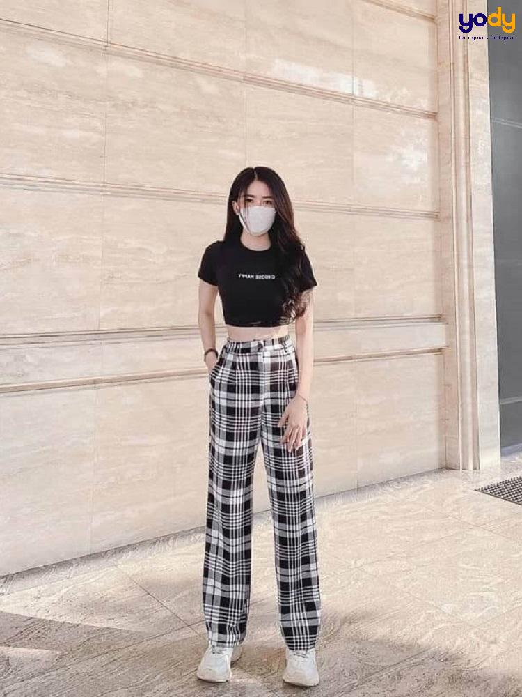 Quần caro nữ