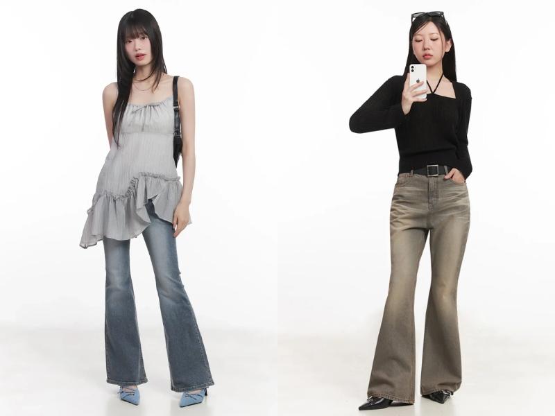 phối đồ với quần ống loe