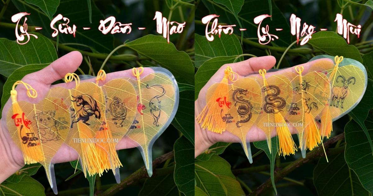 Lá Bồ Đề Phật Giáo Mang Hình Ảnh 12 Con Giáp Việt Nam
