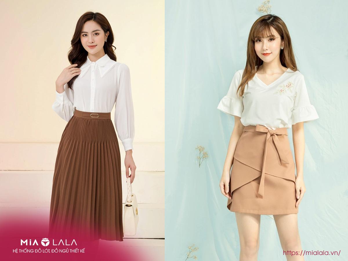 Chân váy nâu mặc với áo gì vừa đẹp vừa phong cách?