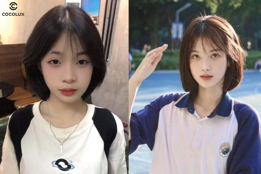 Tóc ngắn mái thưa trẻ trung
