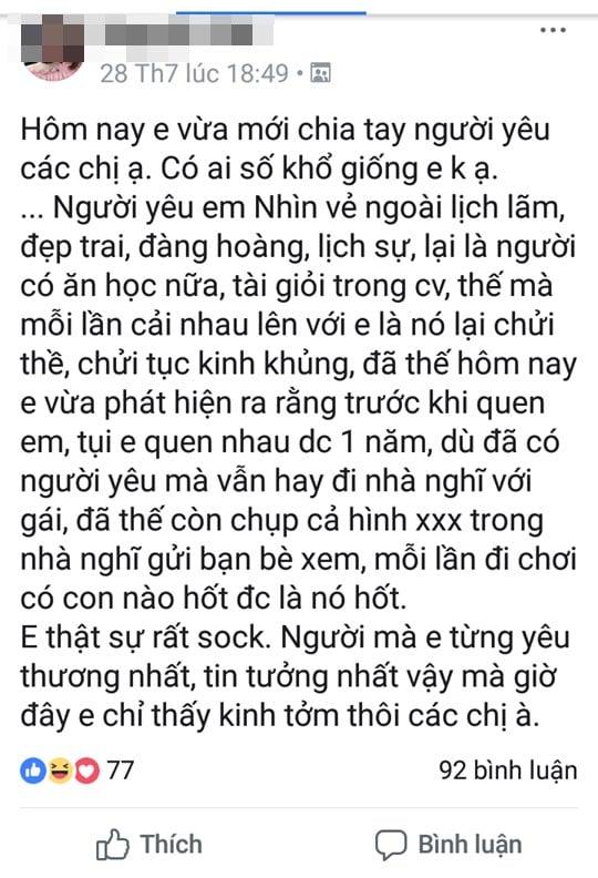 Choáng khi phát hiện bạn trai lịch lãm, quan hệ với gái mại dâm còn chụp hình sex khoe với bạn