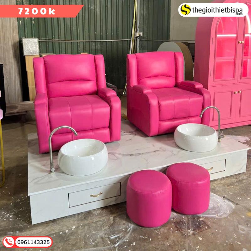 Bộ Nail Đôi Bọc Da Hồng Kết Hợp Bục Trắng Vân Mây