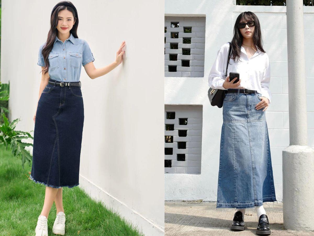 Chân váy chữ A dài mặc với áo gì? 1001+ cách phối đồ tôn dáng, cực xinh