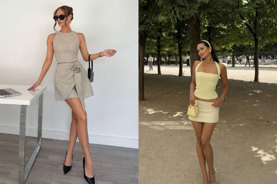 Gợi ý 10+ set áo croptop và chân váy xòe HOT nhất Hè 2025