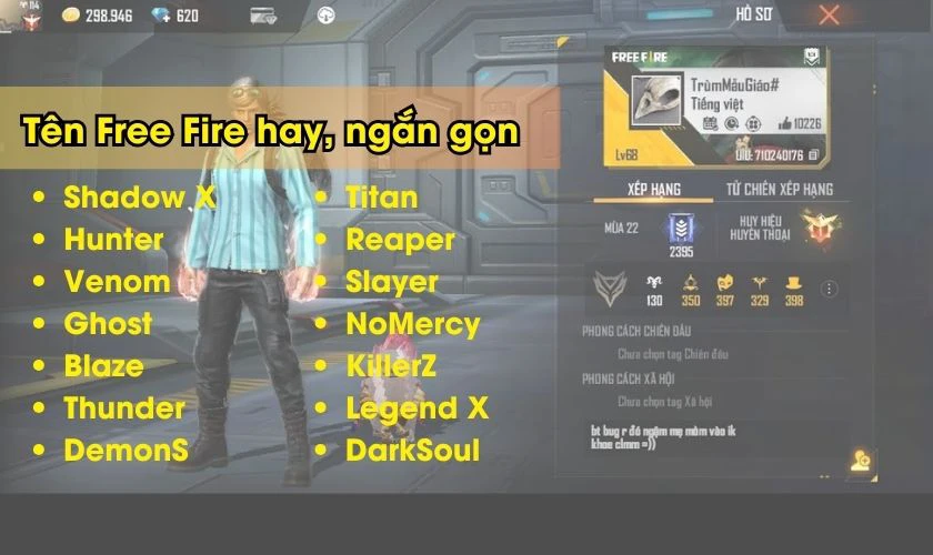 10.000+ tên FF hay cho nam 2025, ngầu lạnh lùng