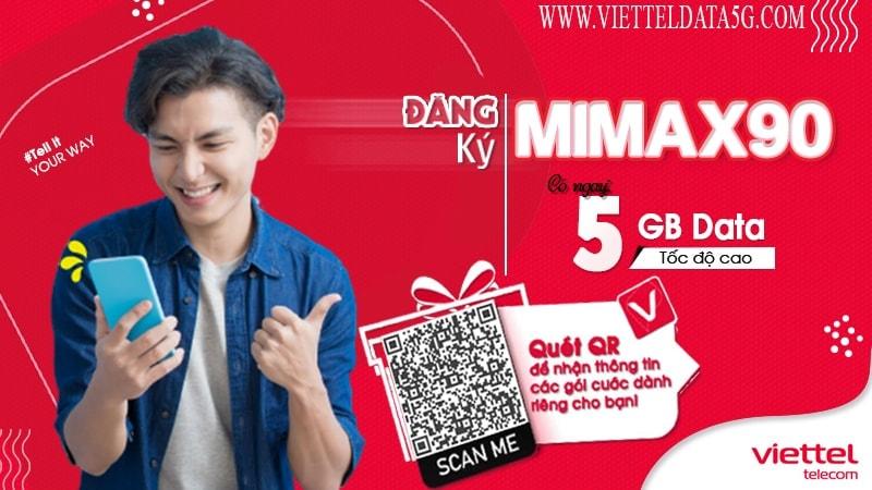 Đăng ký gói cước MIMAX90 chỉ 90K có 5GB Data tốc độ cao. Hết 5GB Miễn phí truy cập internet với tốc độ thường