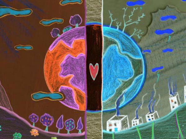 Tranh Vẽ Trái Đất Bị Ô Nhiễm Và Trái Đất Xanh Sạch Đẹp