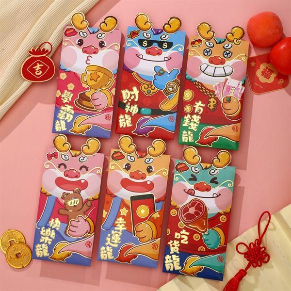 Set 6 bao lì xì hình con rồng chibi dễ thương cho bé nhiều hình(dọc) 21-41