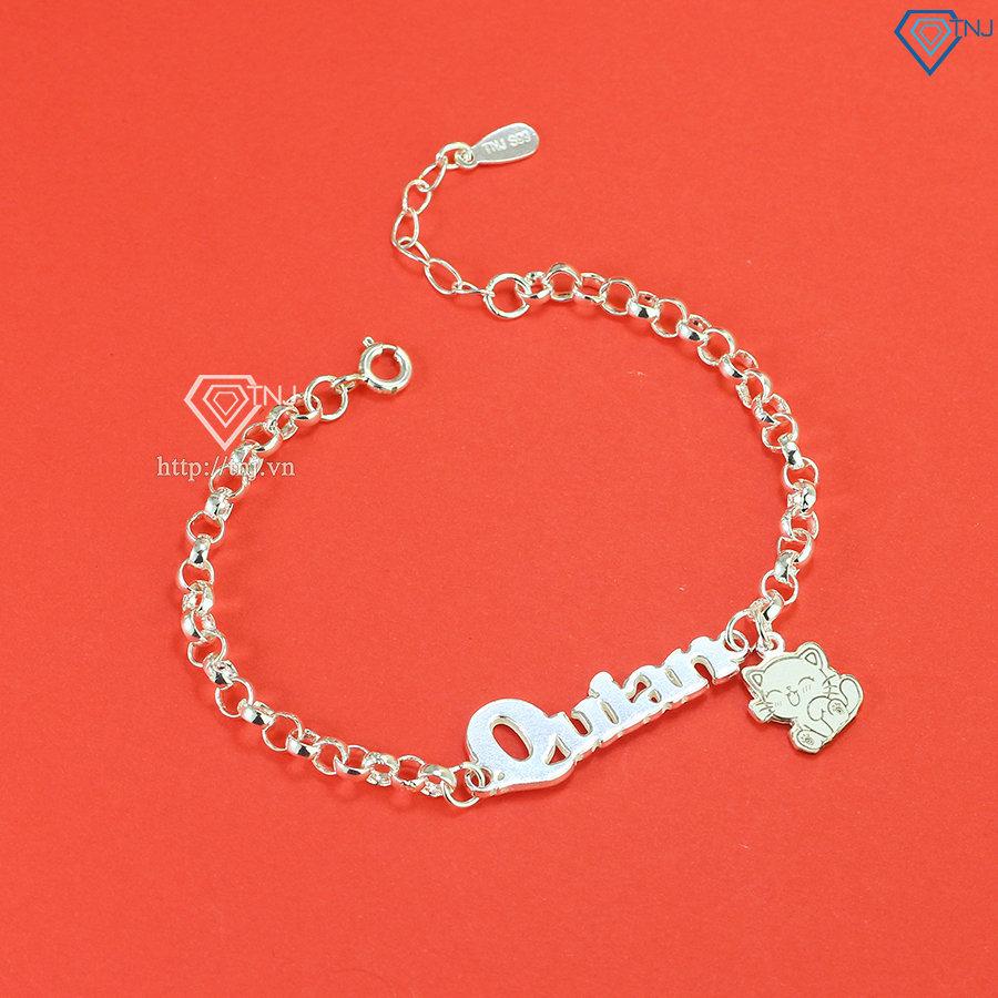 Lắc bạc hình con mèo cho bé khắc tên LTT0146