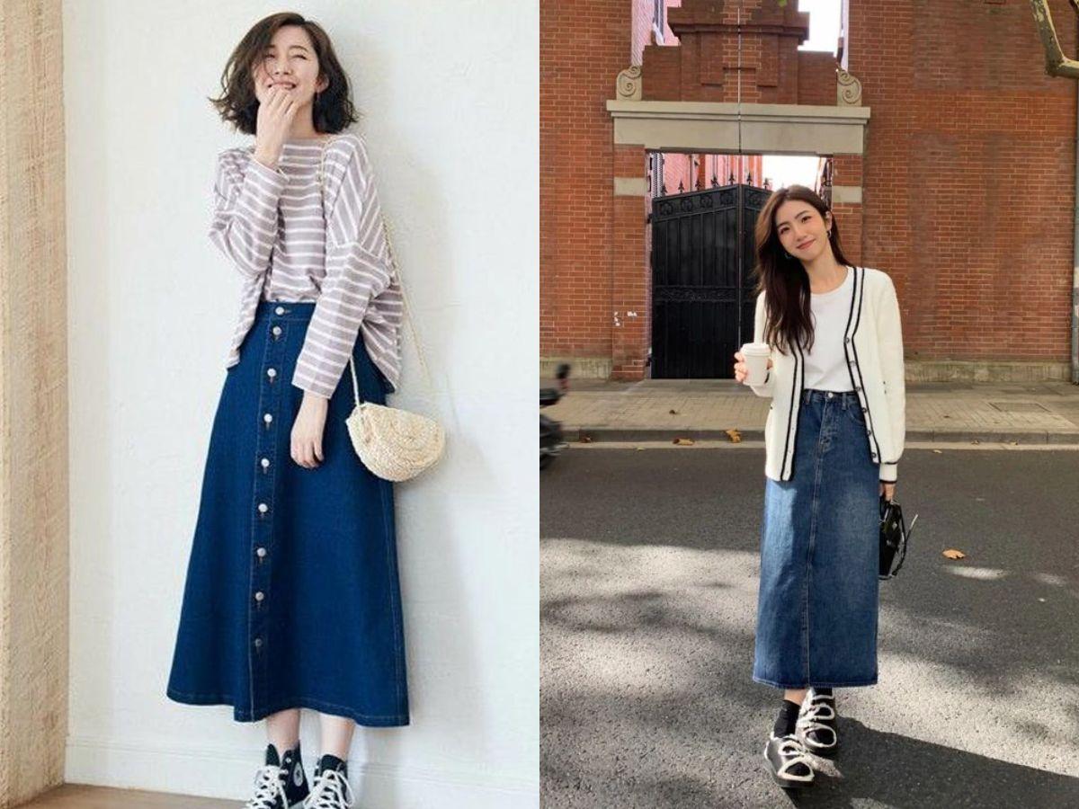 Phối Đồ Với Chân Váy Jean Dài Mùa Đông: 9 Công Thức Ấm Áp