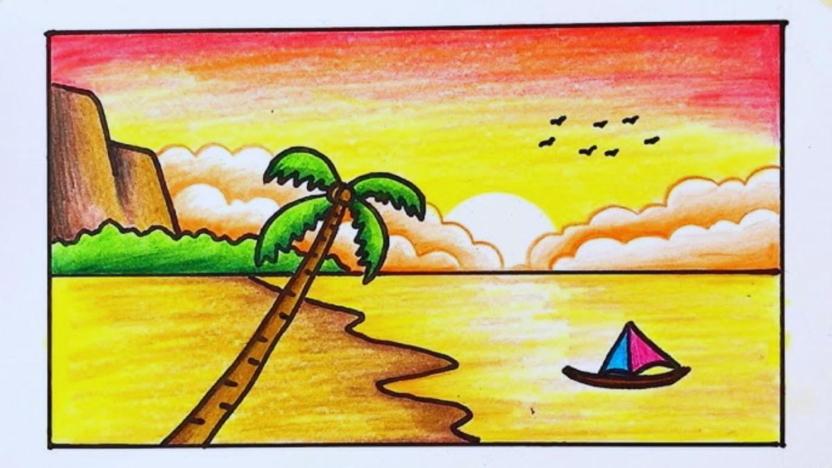 Gợi ý 50+ bức vẽ tranh hoàng hôn đẹp và ý nghĩa nhất