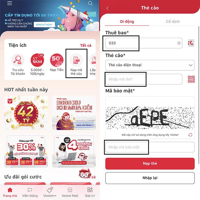 2 Cách nạp tiền điện thoại trên My Viettel cực đơn giản