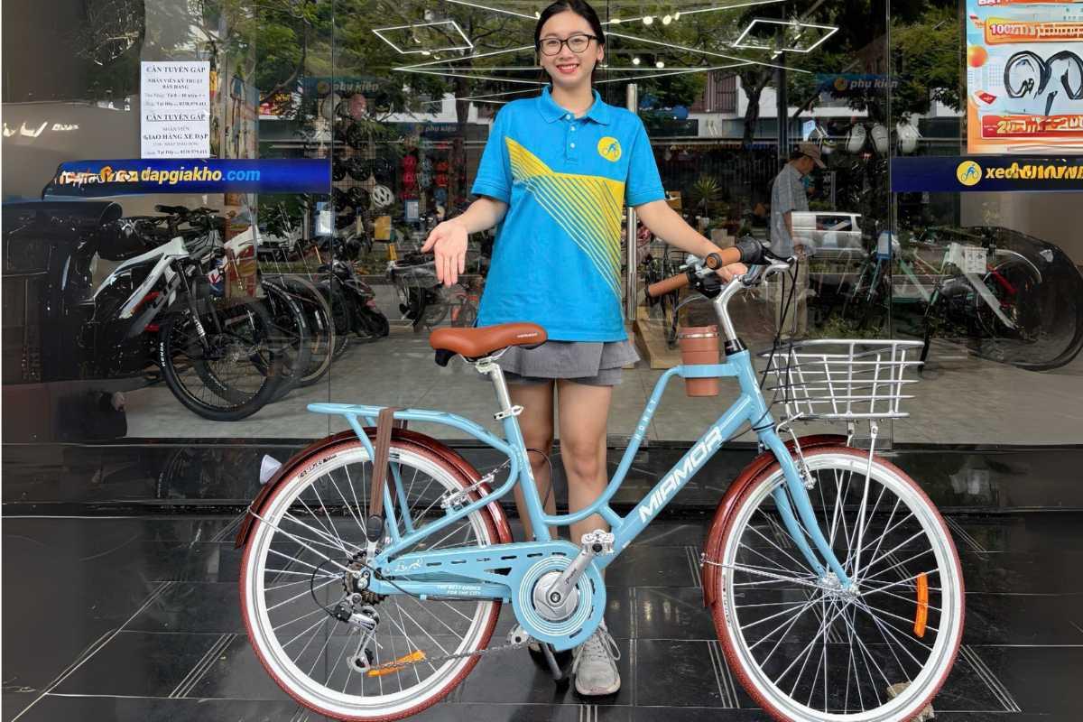 Xe đạp cho học sinh nữ thiết kế thanh lịch, hiện đại