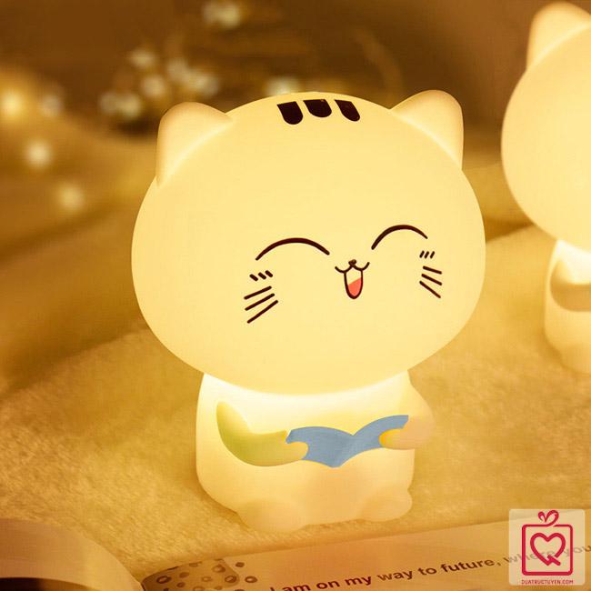 Đèn ngủ mèo con dễ thương - Ghi âm giọng nói - pin sạc