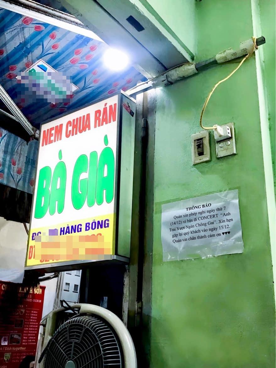 Quán nem chua rán nghỉ bán để đi concert Anh trai vượt ngàn chông gai