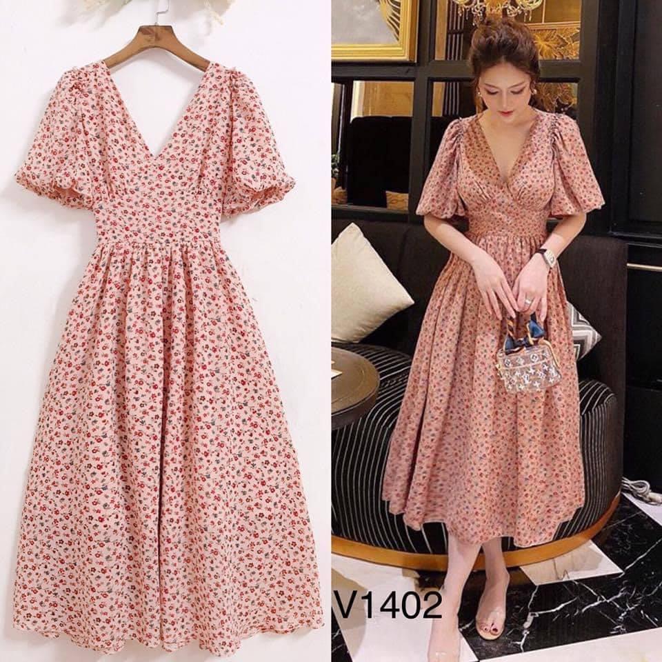 Chân váy hoa nhí dáng dài phối với áo gì để xinh như thơ?