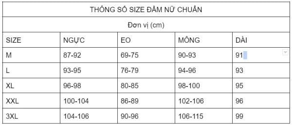 Bảng size đầm nữ chuẩn nhất | Cách chọn size đầm nữ chính xác