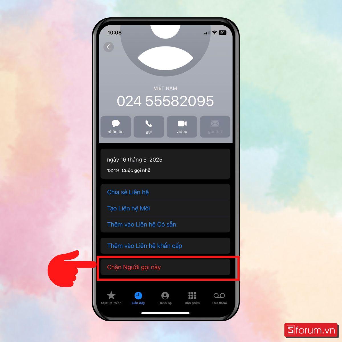 Cách chặn đầu số 024 trên iPhone - bước 3