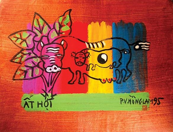 Lợn nái- Tranh dân gian Đông Hồ.