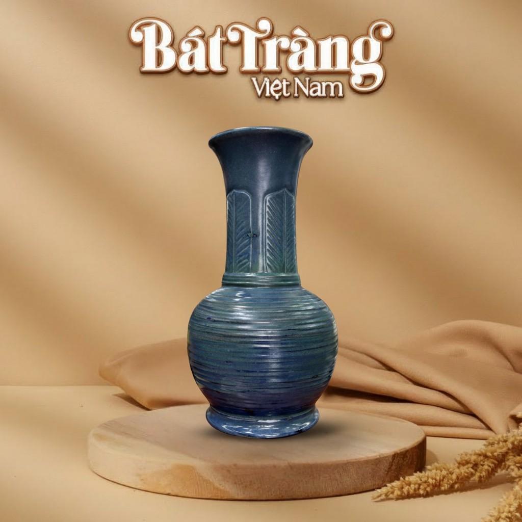 Lọ hoa dáng tỏi cao men xanh dương BT-LHS32