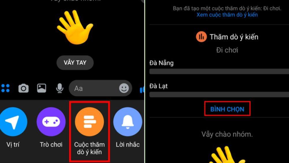 Cách xóa bình chọn trên Messenger trên điện thoại, máy tính