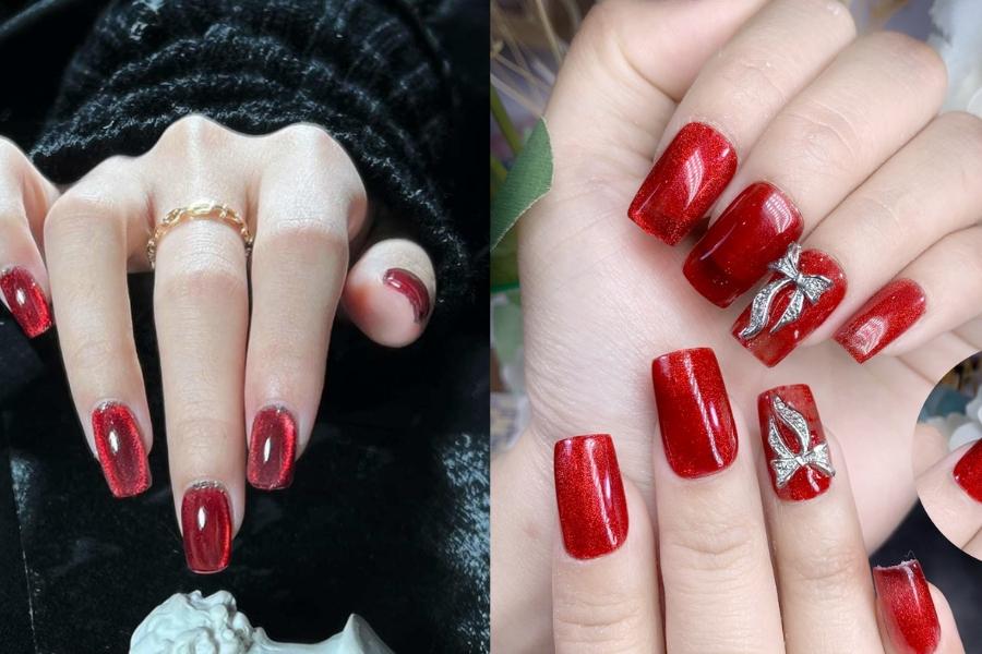 Móng mắt mèo tông đỏ rực rỡ, tràn đầy may mắn